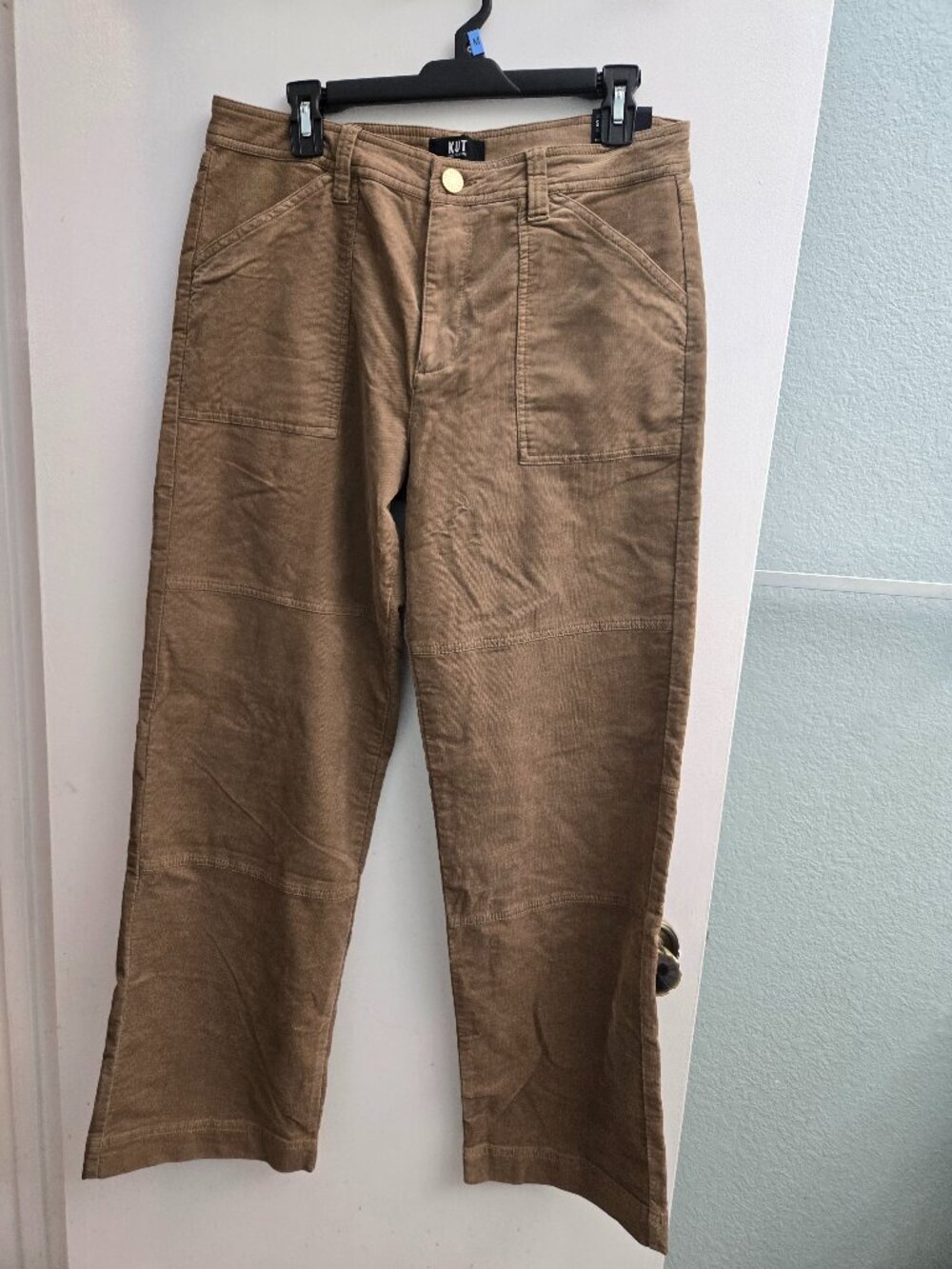 Kut from the Kloth Sienna Mid Rise Wide Leg Corduroy Pants Brown-Khaki NWT